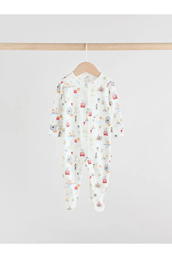 Next Baby %100 Organik Pamuklu Mevi Renkli Animal Desenli Fermuarlı 3 lü Uyku Tulumu Set ALYAW3049