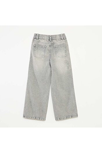 KIABI Wide-leg 5-pocket denim trousers GREY