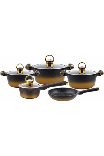 Domestic Diamond Diecast 9-Piece Cookware Set, Advanced Nano Technology Non-Stick Surface, Oil-Free