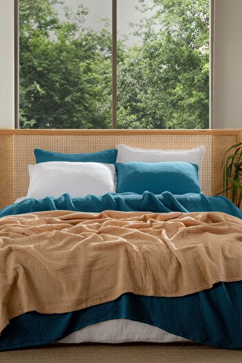 MYLASA HOME Muslin Bedspread Ultra Soft High Quality 4 Layers Muslin Pike (Single Size (240X240 cm)