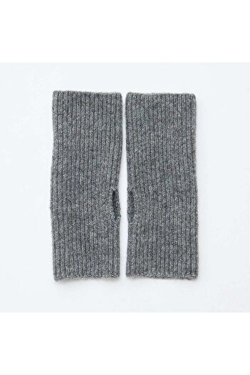 KIABI Solid Color Fingerless Cuff Gloves GREY
