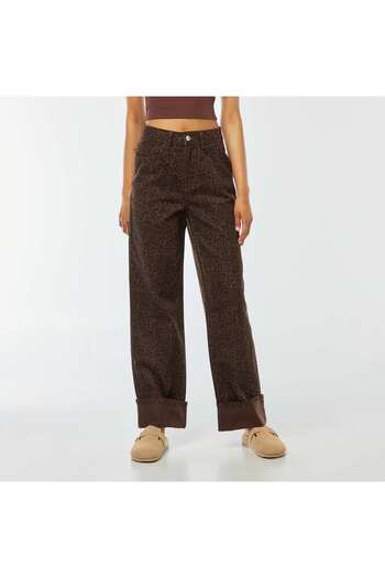 KIABI Leopard print wide-leg trousers BROWN