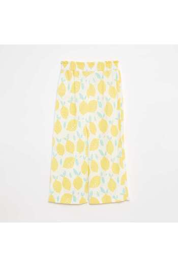 KIABI Patterned waffle-knit trousers WHITE