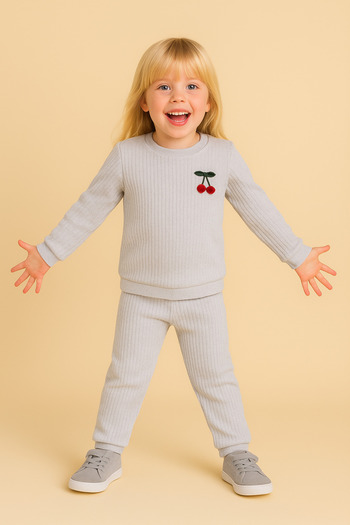 BUUFUU Girls' Suit Cotton Long Sleeve Bottom Top Set
