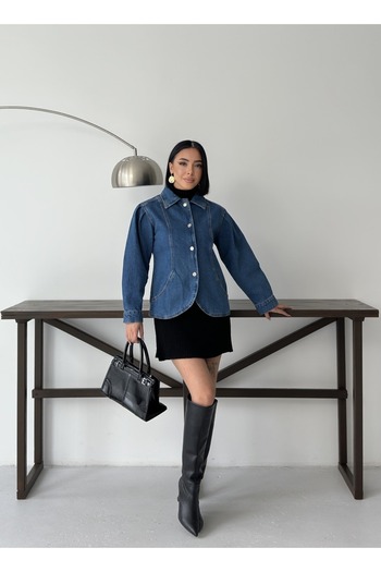auzou eveil Women's Flared Sleeve Denim Jacket New Model