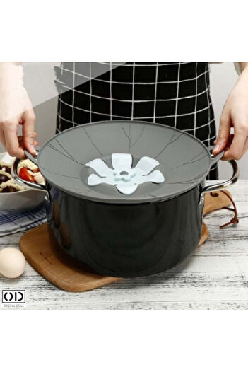 ORIGINAL DEALS 2in1 Smart Silicone Lid for Pots and Pans, Microwave Compatible, Grey, Size 26 cm