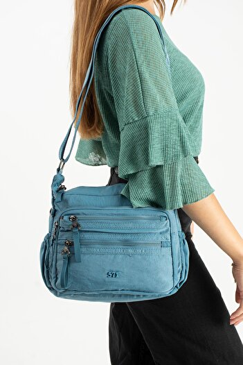 571 Collections Çanta Soft Textured Ultra-Lightweight, Waterproof Polyamide Fabric Shoulder Bag Blue Model: (571-13-14D)