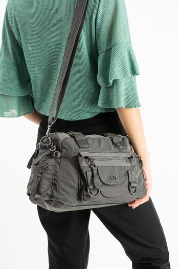 571 Collections Çanta Soft Textured Ultra-Lightweight, Waterproof Polyamide Fabric Shoulder and Arm Bag Gray Model: (571-13-14K)