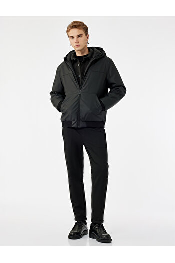 Koton Hooded Long Sleeve Zippered Raincoat