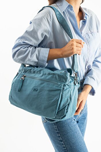 571 Collections Çanta Soft Textured Ultra-Lightweight, Flexible and Waterproof Polyamide Fabric Shoulder and Arm Bag Blue Model: (571