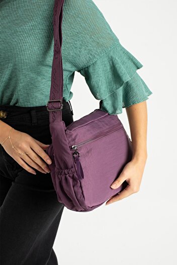 571 Collections Çanta Soft Textured Ultra-Lightweight, Flexible and Waterproof Polyamide Fabric Shoulder Bag Purple Model: (571-13-14C)