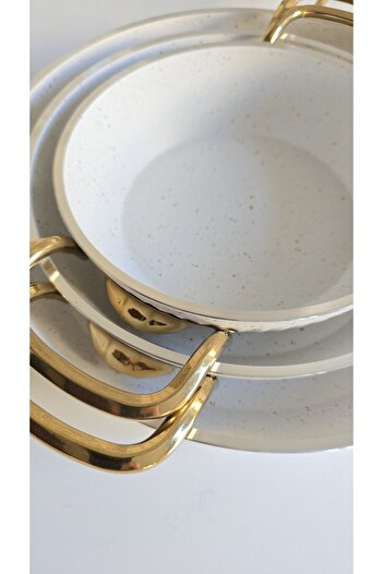 Lines Maya 3 Piece Sahan Pan Set Gold Series