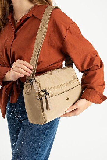 571 Collections Çanta Soft Textured Ultra-Lightweight, Flexible and Waterproof Polyamide Fabric Shoulder Bag Mink Model: (571-13-14