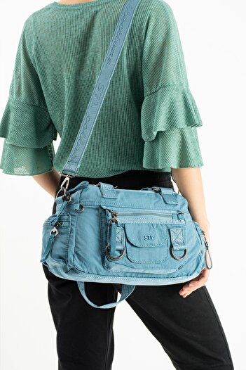 571 Collections Çanta Soft Textured Ultra-Lightweight, Waterproof Polyamide Fabric Shoulder and Arm Bag Blue Model: (571-13-14K)