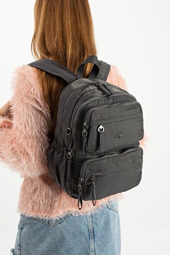 571 Collections Çanta Soft Textured Ultra-Lightweight, Flexible and Waterproof Polyamide Fabric Backpack Gray Model: (571-13-14A)