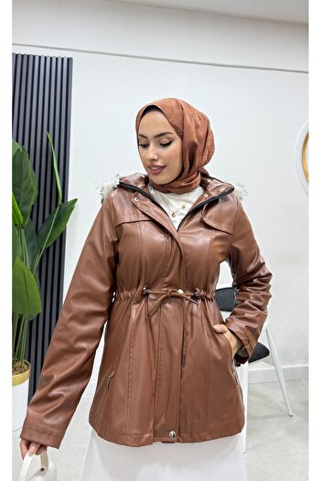 BURCU TESETTÜR Cebi Fermuarlı Beli Bağıcıklı Mont 62633
