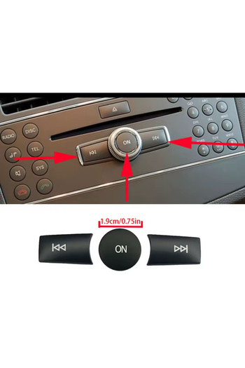 kaytaz Mercedes Radio Tape Key Cover 3-Piece Black Without Makeup Type W204 W212 W176 W117 Self-Adhesive