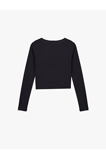 Koton Slim Fit Long Sleeve Metal Accessory Detachable Collar T-Shirt