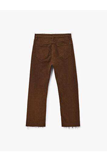 Koton Cotton Buttoned Pocket Slim Fit Short Spanish Leg Jeans - Kick Flare Jeans