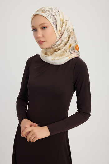 Schaless Pastoral - Ecru - 100% Silk Twill Scarf - 90X90 cm