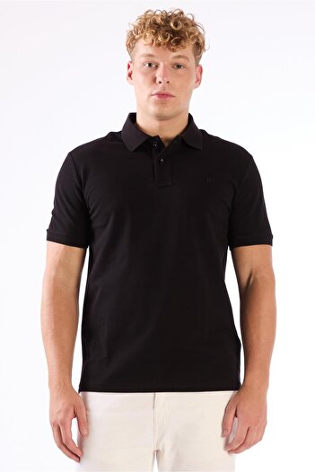 Dufy Black Plain Men's T-Shirt - Slim Fit
