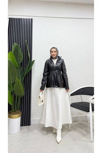 BURCU TESETTÜR Cebi Fermuarlı Beli Bağıcıklı Mont 62633