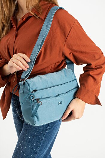 571 Collections Çanta Soft Textured Ultra-Lightweight, Flexible and Waterproof Polyamide Fabric Shoulder Bag Blue Model: (571-13-14C