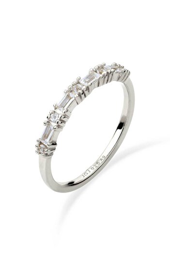 ELLI Prsten s kameny Dámský topaz Baguette Cut Topaz Diamond Cut Bílé stříbro 925 Eveningwe