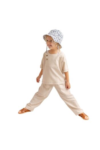 Oliven The Kid Contrast Stitched Linen Unisex Blouse – Natural |   Modern and Comfortable Design
