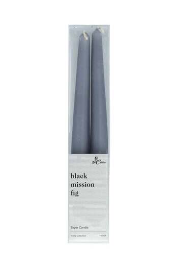 Generic 2-Piece Black Mission Fig Unscented Taper Candle Grey 10inch
