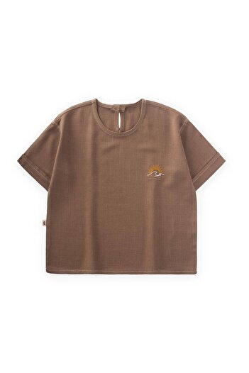 Oliven The Kid Sun Embroidered Linen Blouse-Caramel
