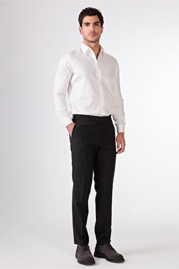 Dufy Black Solid Color Wool Slim Fit Men's Suit
