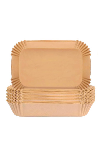 Teno Set of 400 Disposable Rectangular Baking Papers for Air Fryer, 22x14x4.5 cm, brown
