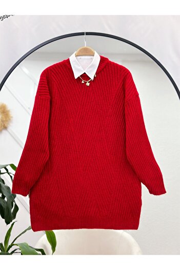 YEDİLALE Cross Striped Knit Tunic