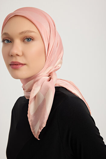 Schaless Rhythmic Geometry - Powder - Aurora Patterned Janjan Scarf - 90X90 cm