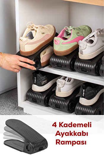 Porsima 5302 24-Piece Shoe Rack Shoe Organizer In-Cabinet Organizer - Black