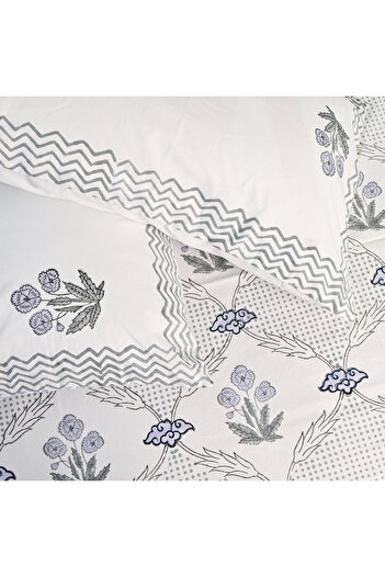 SARAS LABEL Heritage Block Print 100% Cotton Percale Bedsheet with 2 Pillowcases