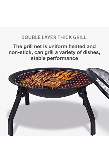 Cady One Fire Pit with Mesh Cover for Camping and Hiking, Foldable Charcoal Grill Suitable for Indoor and Outdoor Use