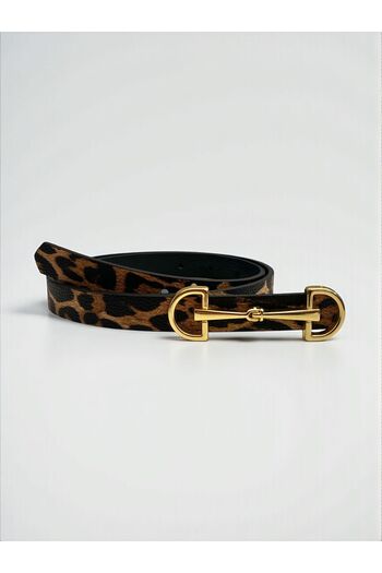 Gesa Women's Design Buckle Belt with Leopard Detail