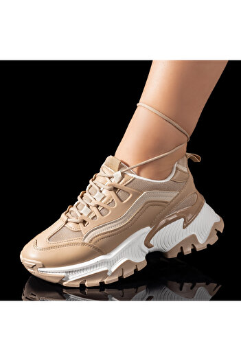 BMoD Women's khaki sneakers with a thick sole MOD09493