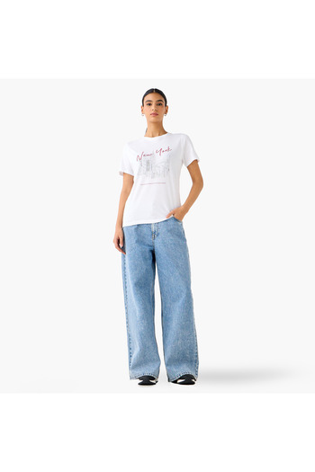 FAV Regular Fit T-shirt with New York Print Cotton