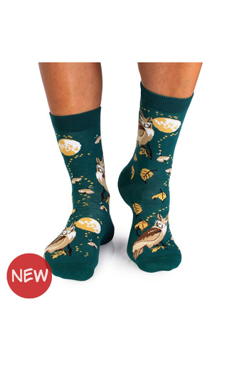 Pirin Hill Autumn Stories Cotton Socks Owl Petrol Green