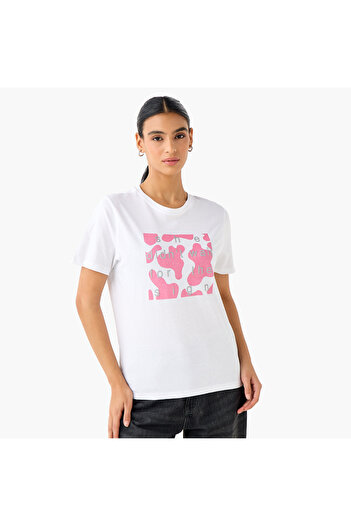 FAV Regular Fit T-shirt with Slogan Print Cotton