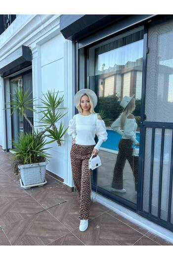 For Angels Leopard Patterned Knitwear Pants