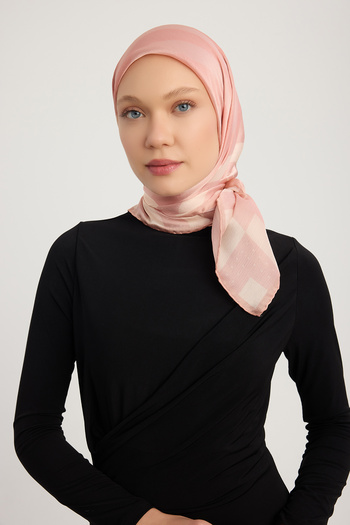 Schaless Rhythmic Geometry - Powder - Aurora Patterned Janjan Scarf - 90X90 cm