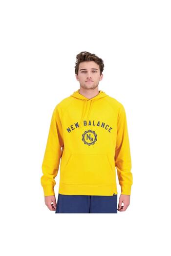 New Balance Men's Yellow Sport Hoodie with Kangaroo Pocket and Logo, Size L