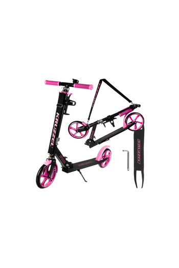 KRUZZEL Children's scooter, foldable, 20 cm wheels, 3-stage adjustable handlebar, carrying strap, aluminum