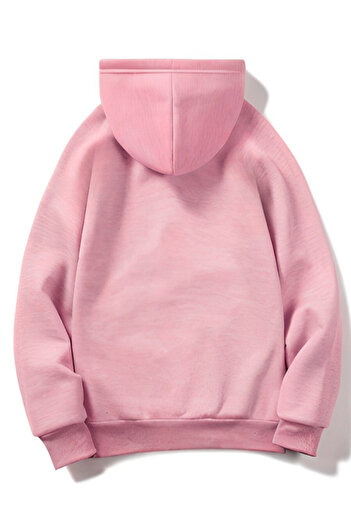 MOONBULL Unisex 3 İplik İçi Pamuklu Kapüşonlu Düşük Kol Oversize Kanguru Cep Sweatshirt