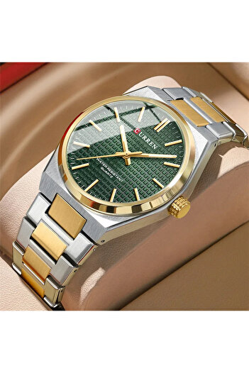 Curren Men's Watch Casual Analog Quartz Business Fashion Luminous Hands Gold/Green