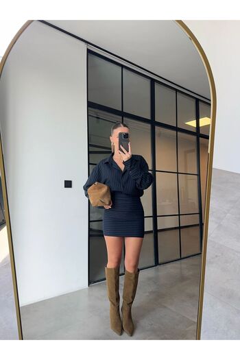 FMN Moda драпірування, деталі, смужки, висока талія, щільна тканина, спідниця, вільний крій, манжети, рукави, сорочка, блуза, комплект